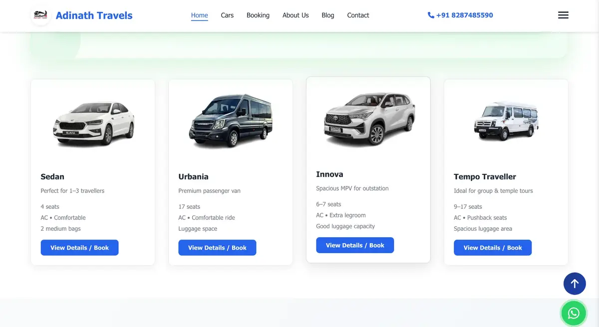 Adinath Travels website preview