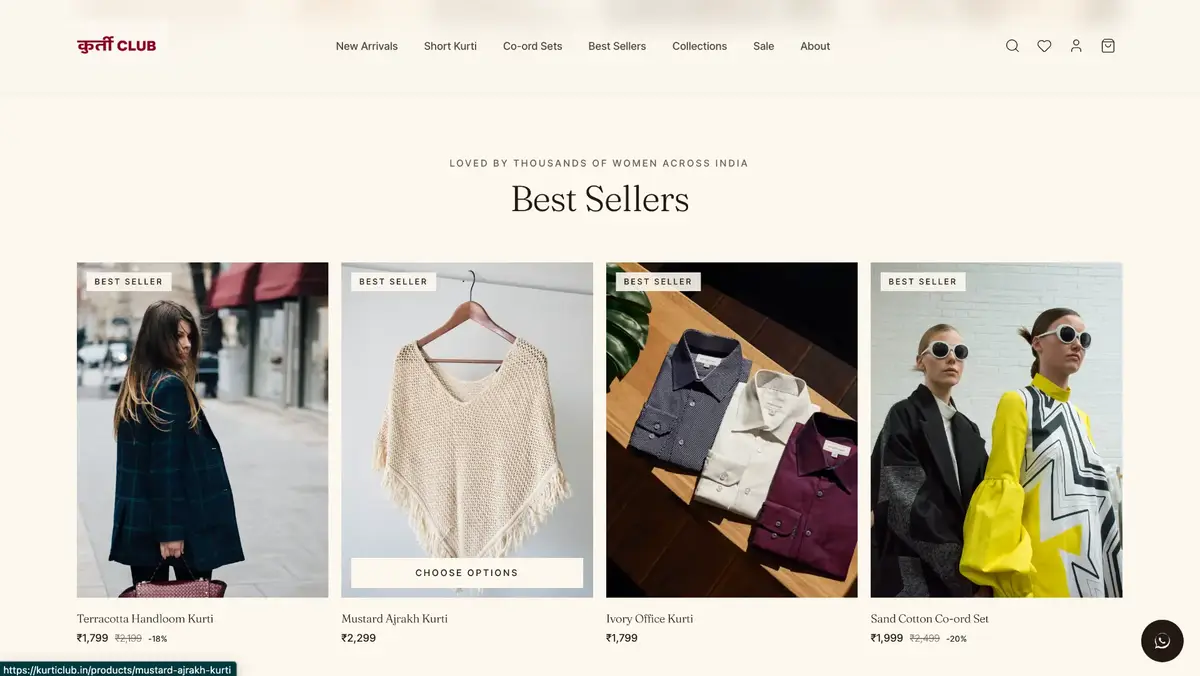 Kurti Club website preview